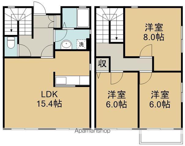 にこのいえ(3LDK/1階)の間取り写真