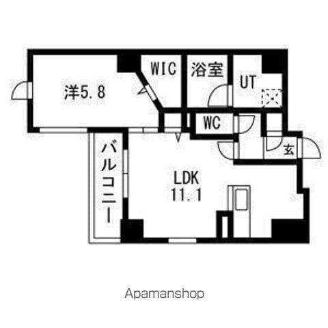 ポルタニグラサウス(1LDK/6階)の間取り写真