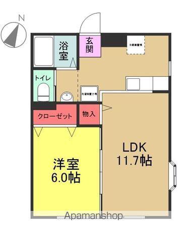グリーンウッド(1LDK/1階)の間取り写真