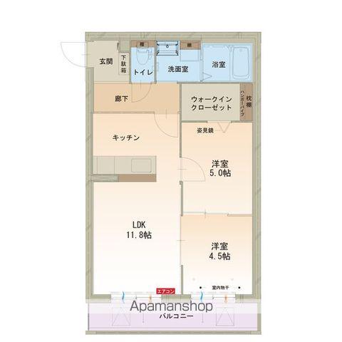 ハートフル ウェルビング(2LDK/3階)の間取り写真