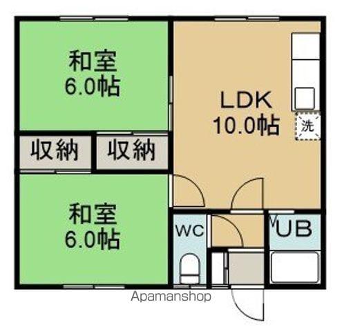 あかしや荘(2LDK/2階)の間取り写真