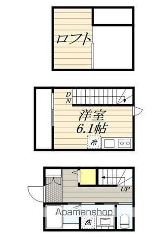 幕張町テラスハウスⅠⅡ(ワンルーム/1階)の間取り写真