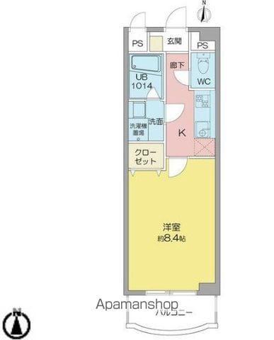 サンアップウェルⅡ(1K/3階)の間取り写真