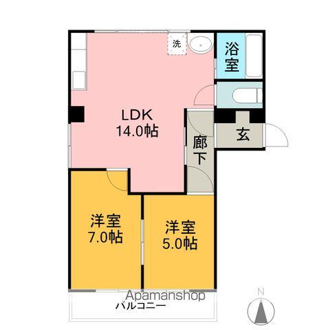 川本ビル(2LDK/3階)の間取り写真