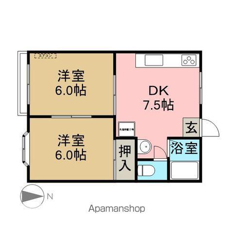 アンゴラハイツ(2DK/1階)の間取り写真