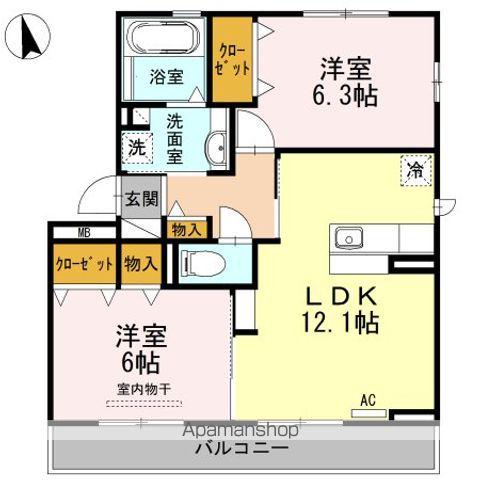 プランドール(2LDK/3階)の間取り写真