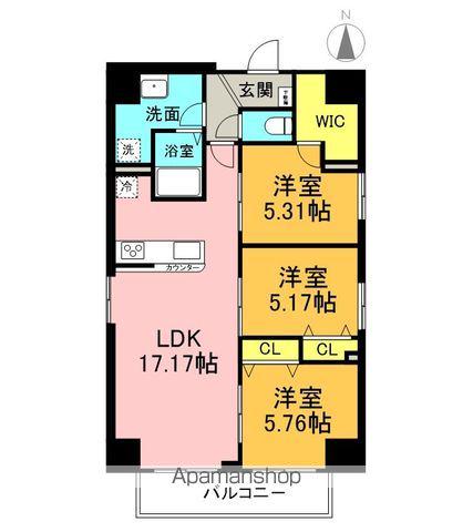 DAIWA GRACE MAISON KAMEIDO(3LDK/7階)の間取り写真