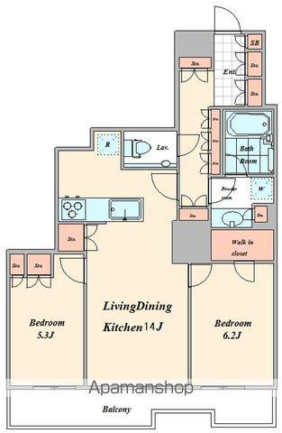 富久クロスコンフォートタワー(2LDK/3階)の間取り写真