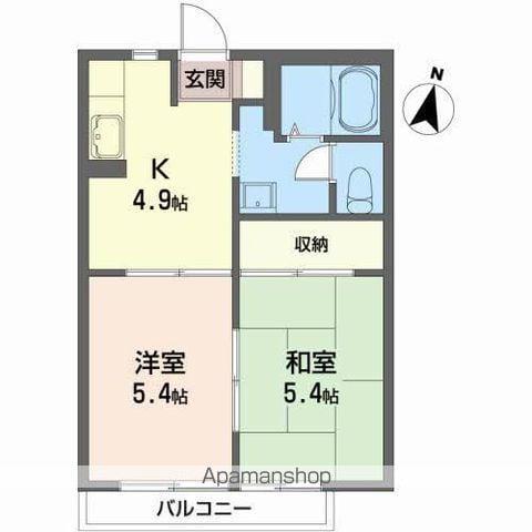 カーサフェリスA棟(2K/2階)の間取り写真