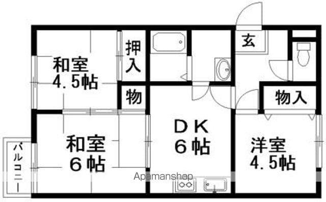 エアリーコートB棟(3DK/2階)の間取り写真