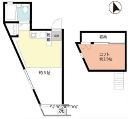 西武鉄道新宿線 都立家政駅 徒歩2分 2階建 築33年(ワンルーム/2階)の間取り写真