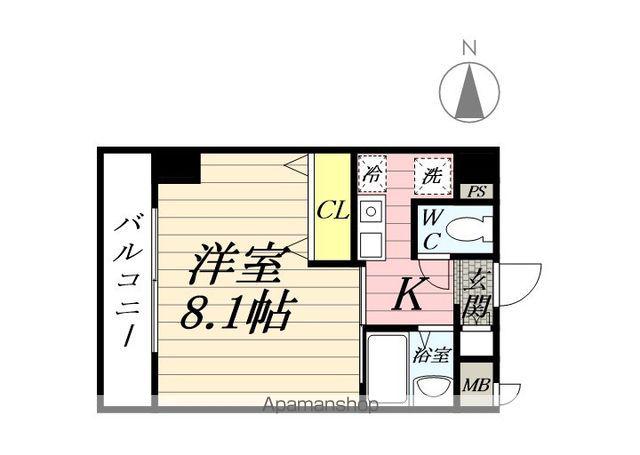 ラグーン上大岡(1K/4階)の間取り写真