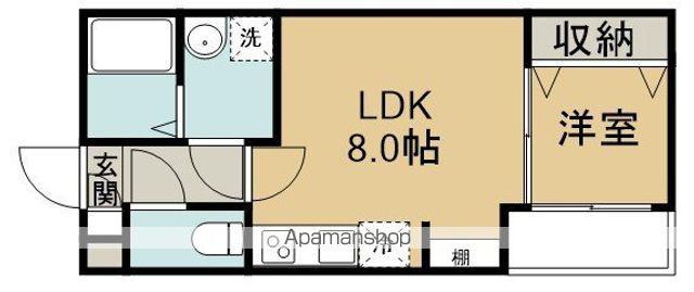 川越こもれびLYCKA(1LDK/3階)の間取り写真
