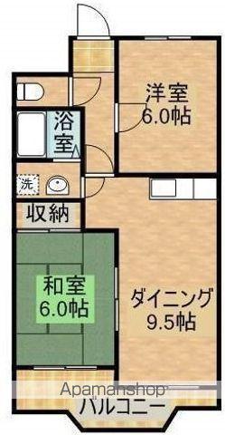 レジデンス霧島(2DK/6階)の間取り写真