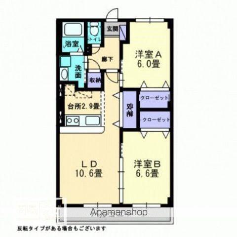 フォブール竹原(2LDK/1階)の間取り写真