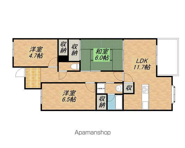 ティアラ大津(3LDK/4階)の間取り写真