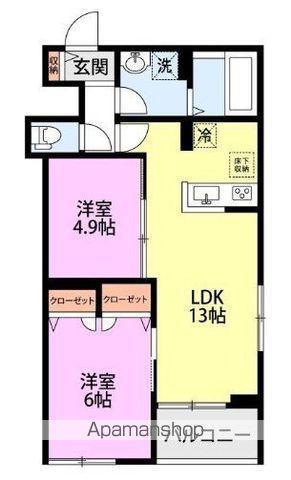 LA CIME(2LDK/2階)の間取り写真