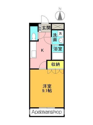 インペリアルコート国府(1K/1階)の間取り写真