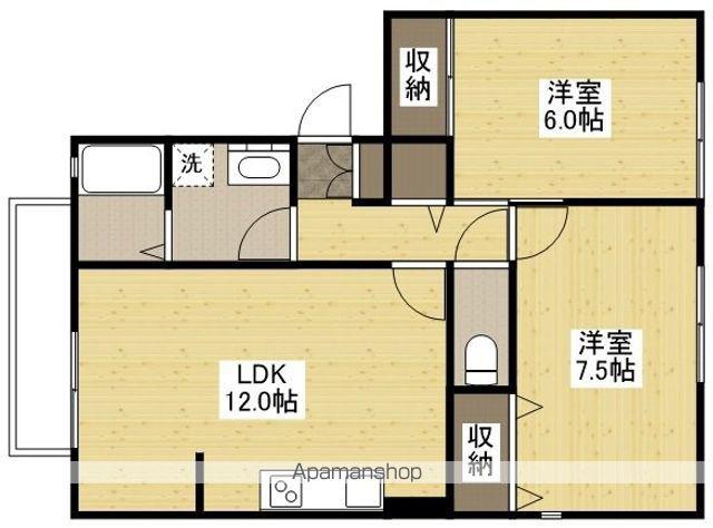 ハイカムール井出(2LDK/3階)の間取り写真