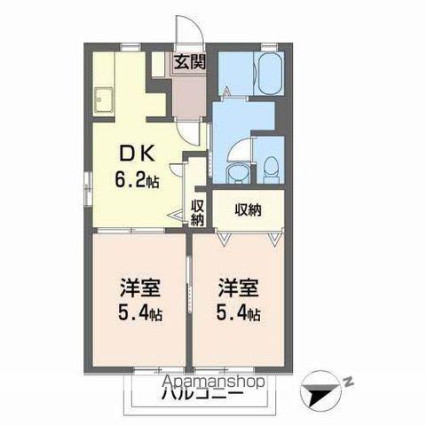 ハッピープレイスC(2DK/1階)の間取り写真