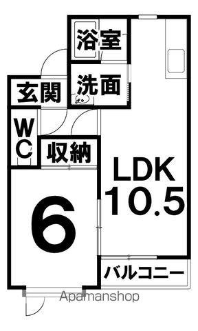 ツエレB(1LDK/2階)の間取り写真