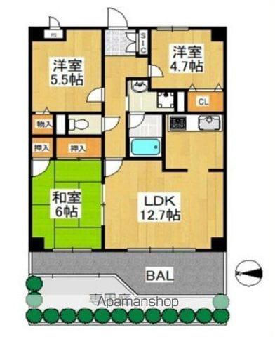 オークレイコート高松Ⅱ(3LDK/1階)の間取り写真
