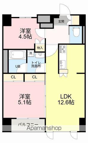 ラピスラズリ上杉(2LDK/12階)の間取り写真