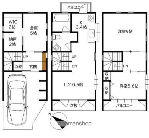 神奈川県横浜市中区 3階建 築14年(2SLDK)の間取り写真