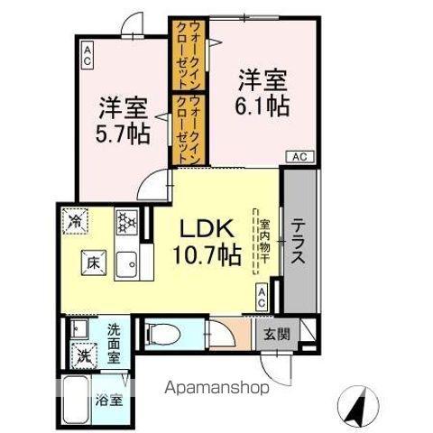 ASSET-COURT 武蔵台(2LDK/3階)の間取り写真