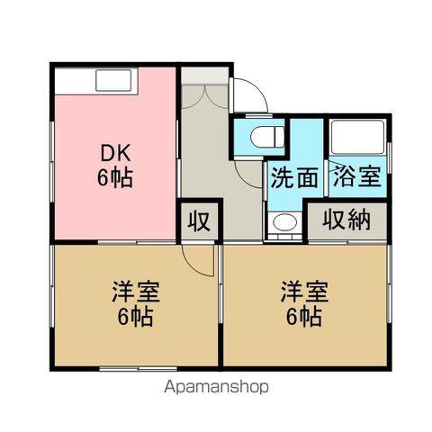 レインボーハイツC棟(2DK/1階)の間取り写真