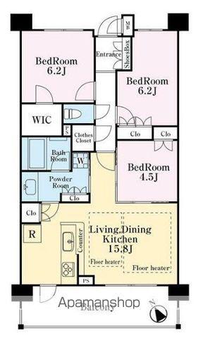 プレミスト柏(3LDK/3階)の間取り写真