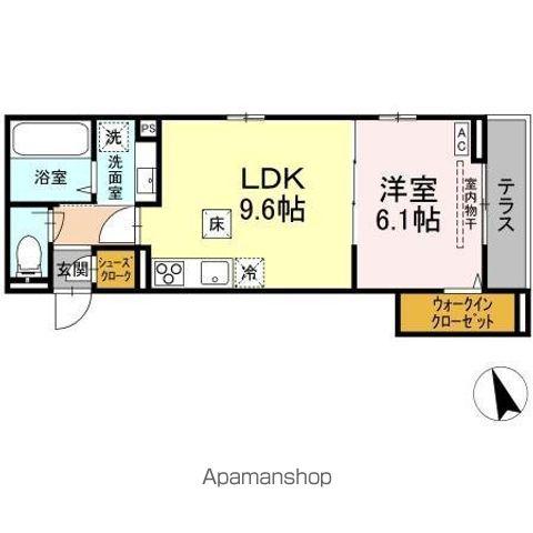 D-ROOM甲府市徳行3丁目(1LDK/1階)の間取り写真