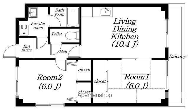 ボヌールHIDE(2LDK/3階)の間取り写真