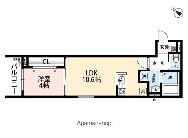 ABETINA高宮(1LDK/3階)の間取り写真