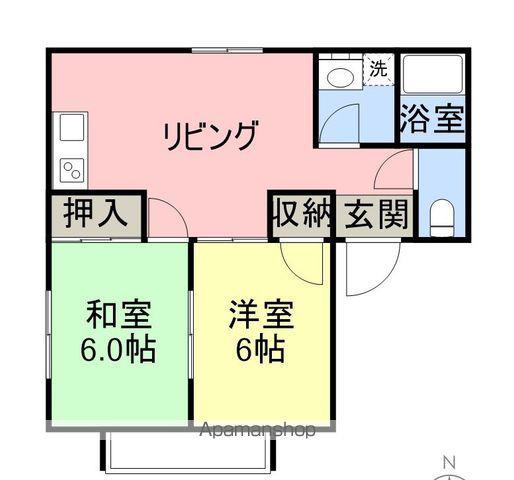 つちやハイツB(2DK/2階)の間取り写真
