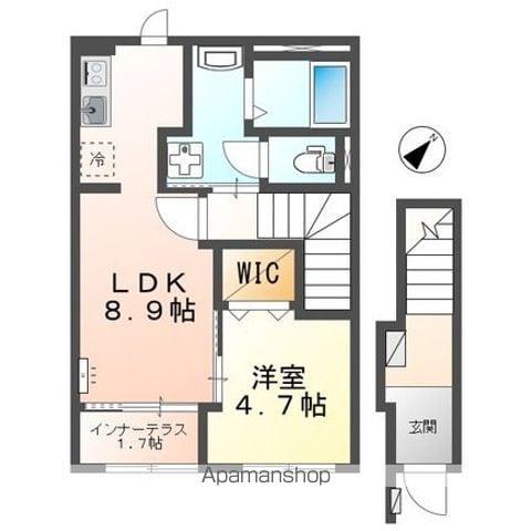 ルミエール・ドール 輝(1LDK/2階)の間取り写真