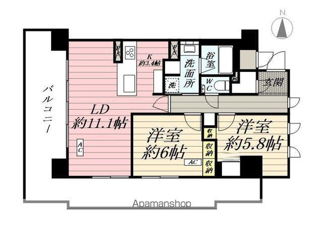 RESIDENCE PLAZA横手駅前(2LDK/5階)の間取り写真