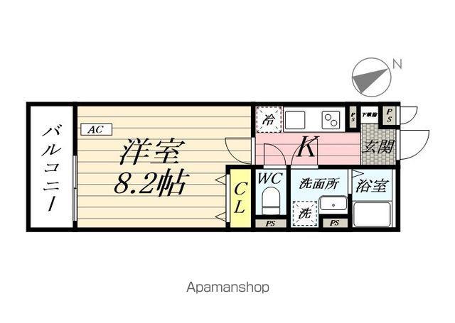 IXO 笠間Ⅱ(1K/3階)の間取り写真