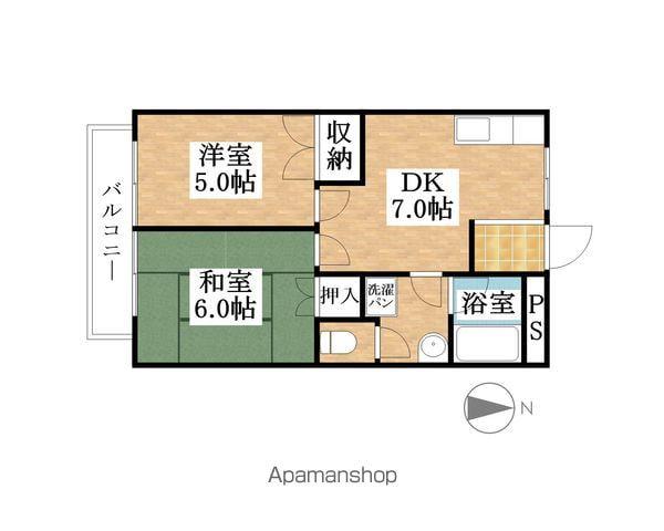 レジデンス栗島(2DK/2階)の間取り写真