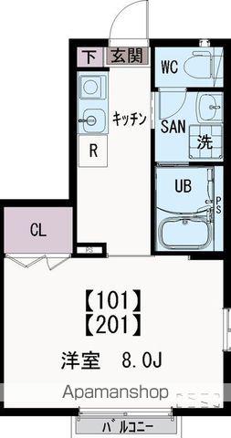 クレセントハウス1(1K/1階)の間取り写真