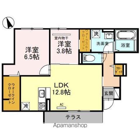 グレイシャス天美 B棟(2LDK/1階)の間取り写真