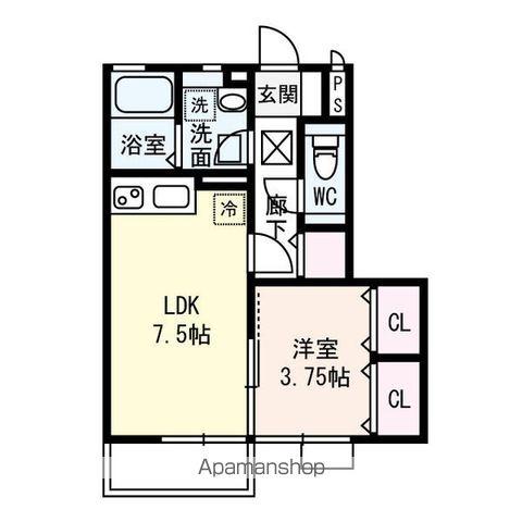 サーキディット(1LDK/2階)の間取り写真
