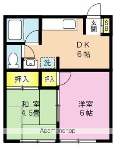 沖ハイツ(2DK/1階)の間取り写真