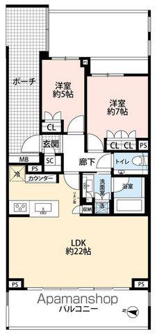 本郷パークハウスザ・プレミアフォートホンゴウパークハウスザ(2LDK/13階)の間取り写真