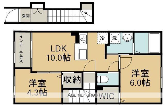 坂戸市千代田アパートⅡ期(2LDK/2階)の間取り写真