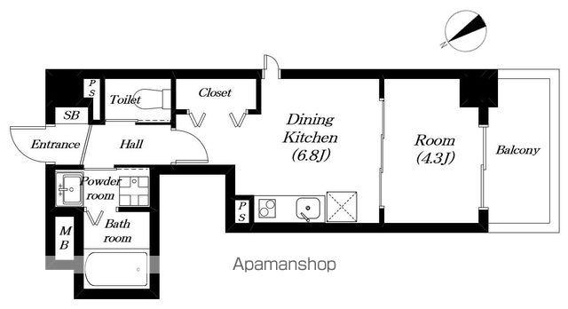 一里山2丁目共同(1DK/2階)の間取り写真