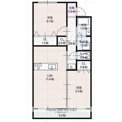 クイール四軒家(2LDK/3階)の間取り写真