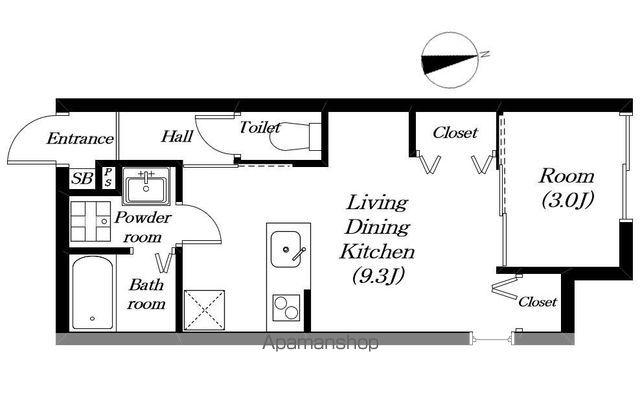 草津市東矢倉PJ(1LDK/1階)の間取り写真
