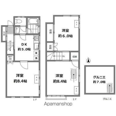 京王電鉄井の頭線 永福町駅 徒歩3分 2階建 築52年(3DK)の間取り写真
