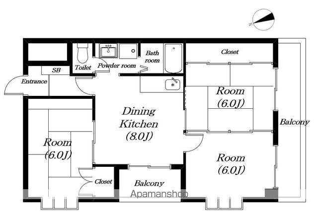 ファミーユKEN(3DK/2階)の間取り写真